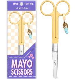 Nurse is Love Mayo Scissors, Bandage Scissors Care, Bandage Scissors, Nurse Scissors Made of Stainless Steel, Sharp, Rounded Tip, for Rescue Scissors, Trauma Scissors with Colourful Designs