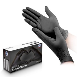 IEA Medical Nitrile Gloves, M, Black, Pack of 100, Disposable Gloves, M, Tear-Resistant, Examination Gloves, Latex-Free Gloves, M