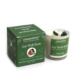 Gemanifest Get Well Soon Manifestation Candle for Healing and Wellness Gifts for Men Women Ylang Ylang Scented Crystal Candle Feel Better Cheer Up After Surgery Gifts