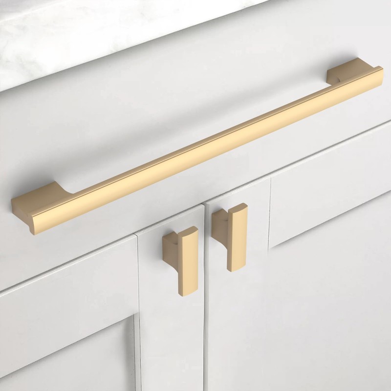 Asidrama 10 Pack 10 Inch(254mm) Brushed Gold Cabinet Pulls Kitchen
