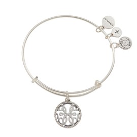 Alex and Ani Path of Life Charm Bangle, Bangle Bracelet, Shiny Silver Finish, 2 to 3.5in