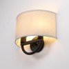 Industrial 2-Lights Wall Sconce Fixtures with Linen Fabric Shade, Double