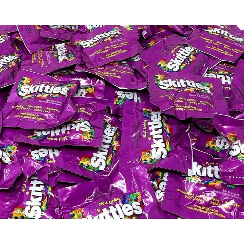 Skittles Wild Berry Bulk Candy Individually Wrapped, Fun Size Packets