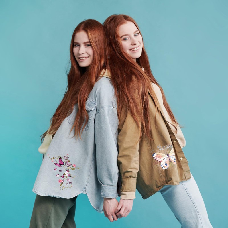 URROMA Butterfly Iron on Patches, 9pcs Colorful Stickers Iron on