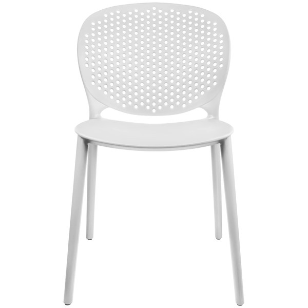 2xhome Modern Pool Patio Plastic Armless Dining Side Chair for Indoor or Outdoor Use, White