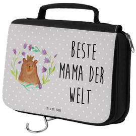 Parent-New Mr. & Mrs. Panda Toiletry Bag Bear Queen, gray, Hand drawn