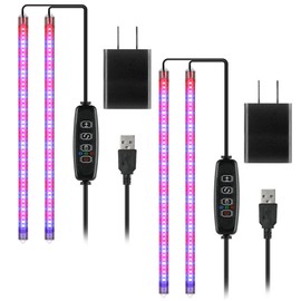 iPower 2Pack 20W LED Grow Lights with Full Spectrum Plant Growing Light Strips for Indoor Plant with Auto ON/Off 3/9/12H Timer, 10 Dimmable Levels 48 LEDs Per Tude, 2 Tubes, Red&Blue