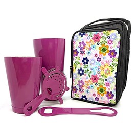 Bar Tote Set - Fun Floral Design - Purple Bar Tools