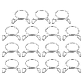 uxcell 15 Pcs Fuel Line Hose Tubing Spring Clips, 15mm Inner Dia 304 Stainless Steel Water Pipe Spring Clip Clamps for Motorcycle Scooter ATV