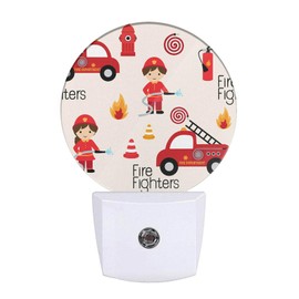 Uanvaha Fireman Night Light Firefighter Fire Alarm Fire Truck Safety Night Lights Plug into Wall 0.5W LED Lights Auto on/Off for Hallway Stairway Kitchen Bedroom