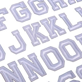 J.CARP 52Pcs White Alphabet A to Z Patches, Iron on Sew on Letters for Clothing, Hats, Shoes, Backpacks, Handbags, Jeans, Jackets etc.