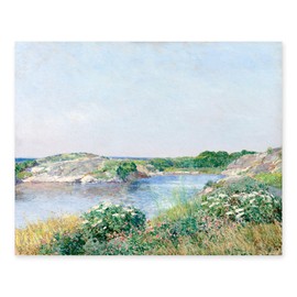 CLOUD NINE PRINTS | Little Pond, Appledore Island Print, Vintage Rocky Beach Seascape - Blue Coastal Decor, Ocean Landscape Wall Art, Ocean Wildflower Art (8x10 Unframed)