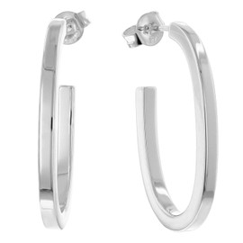 trendor Damen-Ohrringe 925 Silber Steck-Creolen 30 mm modischer Ohrschmuck für Frauen, zauberhafte Geschenkidee und elegantes Accessoire 68850