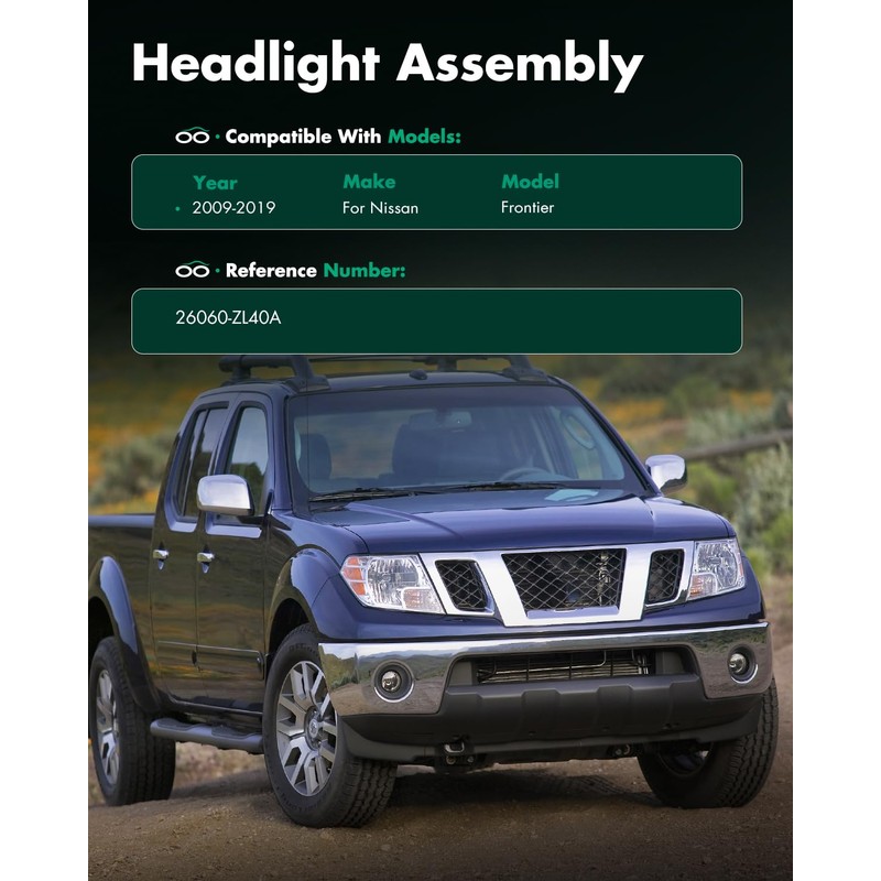 SCITOO Headlights for 2009-2019 for Nissan Frontier Pair Headlights Assembly