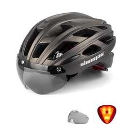 Shinmax Cycle Helmet Bike Helmet with LED Light,CE Certified,Helmet with Detachable Magnetic Visor Bike Helmet Adult Bike Helmet with Detachable Visor and Liner Ski & Snowboard