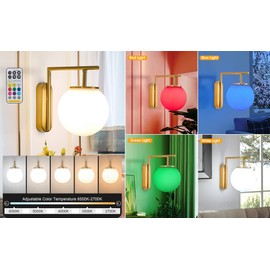 jengush Wall Sconce Battery Operated Set of 2,Glass Shade Wireless Wall Light Fixtures,Rechargeable Indoor Wall Light with Remote Control Dimmable, for Apartment,Bedroom,Farmhouse