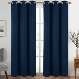 Diraysid Navy Blue Grommet Blackout Curtains for Bedroom Thermal Insulated Room Darkening Curtains Drapes, 42 x 95 inch, 2 Panels