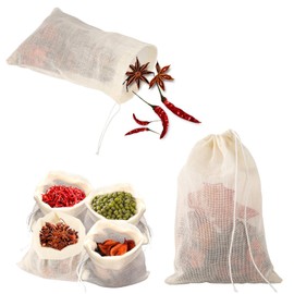 24pcs Spice Bags for Cooking Soup, 6x4 Inch Herb Seasoning Bags, Reusable Empty Tea Brew Filter Sachet Bags, Muslin Canning Straining Bags, Gravy Cheesecloth Drawstring Bags, Natural Cotton Cloth