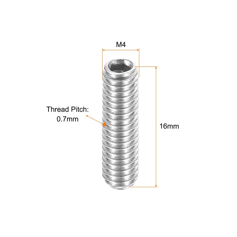 sourcing map Ball Point Set Screws, M4 x 16mm 304