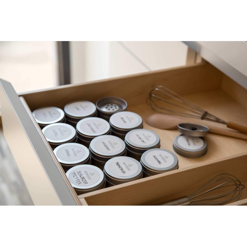 Pack of 12 Small Spice Jars with Extra Inner Lid, Provides