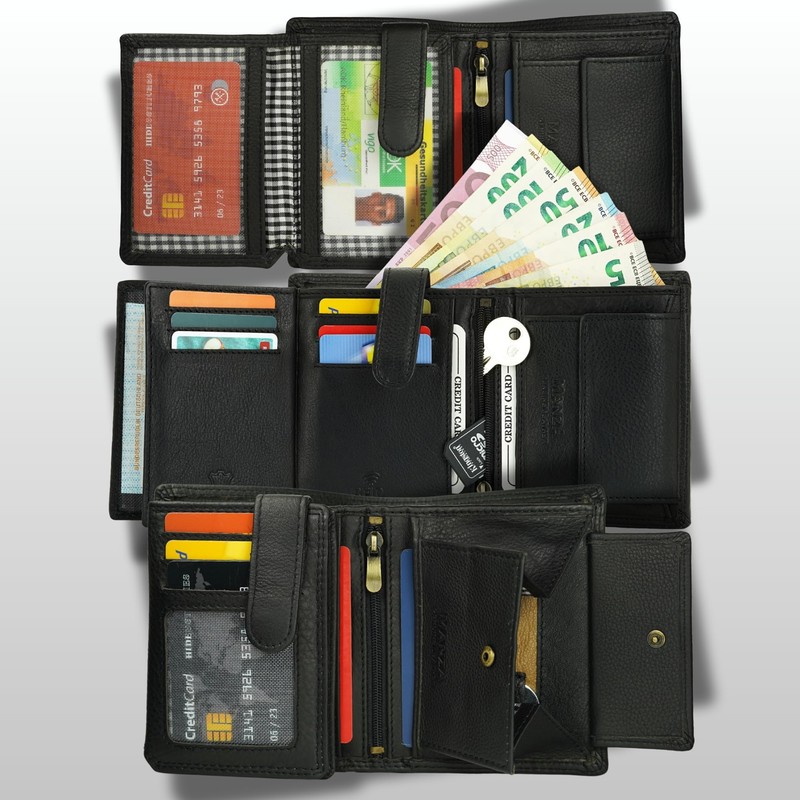 Manza Men's Leather Wallet with RFID Protection and Secret Compartment,