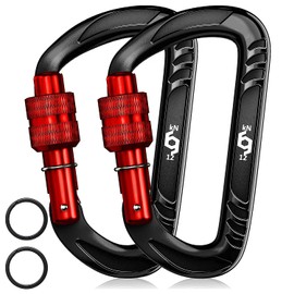 RHINO Produxs 12kN (2697 lbs) Heavy Duty Lightweight Locking Carabiner Clips with keyrings - Excellent for Securing Pets, Outdoor, Camping, Hiking, Hammock, Dog Leash Harness, Keychains, Water Bottle