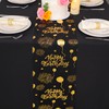 Snowkingdom Happy Birthday Table Runner Black and Gold 120 Inches