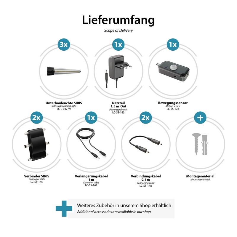 parlat Siris LED Under-Unit Light, Motion Sensor, Flat, 30 cm,