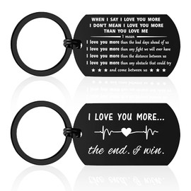 FUNCYboo Love Keychain, I Love You More Most Keychain Anniversary Keychain Lover Keychain Christmas Wife Keychain for Him Her Husband Wife Boyfriend Girlfriend Wedding Keychain (black)