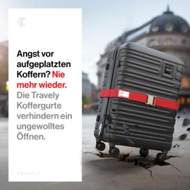 TRAVELY Premium Luggage Strap with Metal Buckle [Set of 2] - Especially Elegant and Eye-catching - Very Robust I Includes Name Plate - Suitable for Hand Luggage up to Plus Size, Suitcase Strap