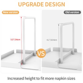 Napkin Holder for Table, Metal Napkin Holder with Salt and Pepper Shakers Caddy, Standing Paper Napkin Storage for Kitchen Dining Table Decor, White