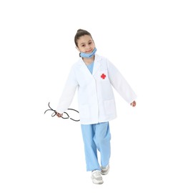 Lingway Toys Ropa de juego de rol para médicos infantiles, blusa blanca con blusa azul, pantalones y accesorios para niños de 3/4 años