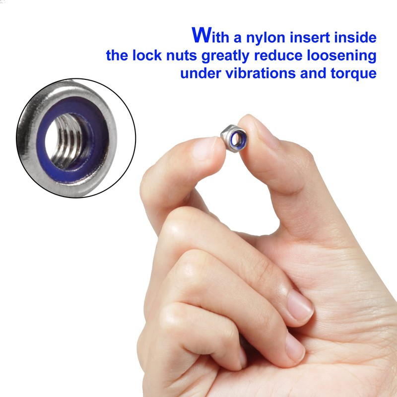 SPEEDWOX 100 PCS M5 x 0.8mm Nylon Insert Nuts Locknuts,