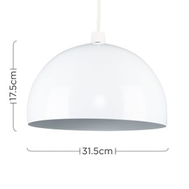MiniSun | Modern Gloss White Metal Dome Ceiling Light Shade | Pendant Lights, Home Décor & Improvement Essential