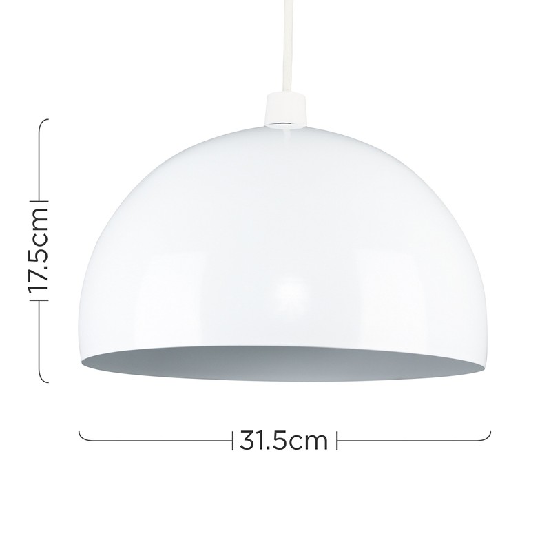 MiniSun | Modern Gloss White Metal Dome Ceiling Light Shade