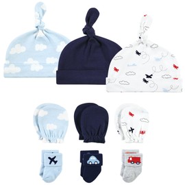 Hudson Baby Unisex Baby Caps, Mittens and Socks Set, Transportation, 0-6 Months