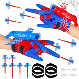 Kefyvbdj Spiderm Launcher Gloves, Set of 2 Kids Spiderm Hero Gloves, Spiderm Toy, Super Spiderm Launcher, Spiderm Net Launcher, Gloves, Super Spiderm Launcher, Gift for Children