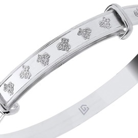 Goldlinks Sterling Silver Baby Bangle – Adjustable Teddy Bear Design Infant Bracelet | 925 Hallmarked | Ideal Christening Gift for Boys & Girls | 40–47mm