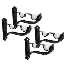 HEVSTIL 4Pcs Heavy Duty Double Curtain Rod Brackets, 1" & 3/4" Inch Rod Holders Vintage Design Fit for 1 Inch Drapes Rod Design for Window Curtains Rod Hangers with Screw,Black