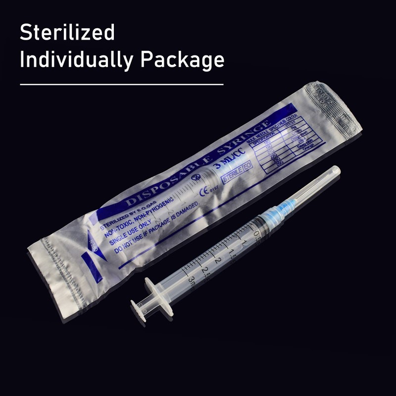 3ml/cc Lab Consumables with Luer Lock 23Ga/1'' Individually Wrapped (20Pack)