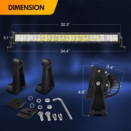 GOOACC 32 Inch 180W Spot Flood Combo Led Light Bar Off Road Lights Work Light Driving Lamp Waterproof Fog Light with 16 AWG Wiring Harness Kit for Truck Jeep ATV SUV, 2 Years Warranty (Auto-702)