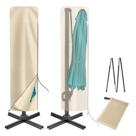 uHousDeco Cantilever Umbrella Covers for Outdoor Umbrellas 9ft to 12ft, Oxford Fabric Patio Umbrella Cover Waterproof for Offset Square Parasol Banana Umbrellas, Beige