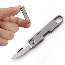 Joycube Titanium Alloy Small Pocket Knife for Women and Men, Mini Folding Knives, Tiny Cute EDC Box Cutter, Gifts Stocking Stuffers