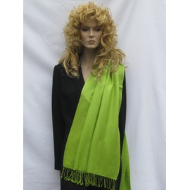 Cashmere Pashmina Group: Solid Pashmina Shawl, Scarf, Wrap & Stole (Large size) Lime Green