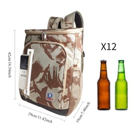 BAGNEER Insulated Cooler Backpack Outdoor Camping Lightweight Picnic Lunch Cooler Bag, Leak-Proof Thermal Backpack, BBQ Ice Drink Beer Cool Keeping Bag Fishing at Beach for Men Women, 25L (Desert)