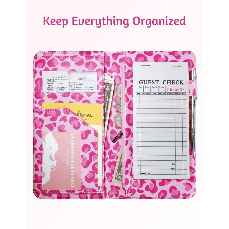 Server Book for Waitress Book with Zipper Pocket and Magnetic