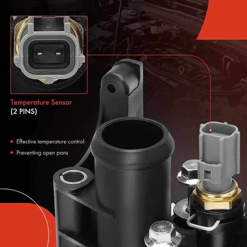 A-Premium Thermostat Housing Assembly Replacement for Ford Fiesta 2011-2017, 1.6L,