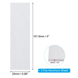 PATIKIL 6061 T651 Aluminum Sheet Metal 4 x 0.98 x 1/4(0.236") Inch 3Pcs Flat Plain Aluminum Plate Covered Stock with Protective Film, Heat Rectangle 6MM for Lndustry Crafting