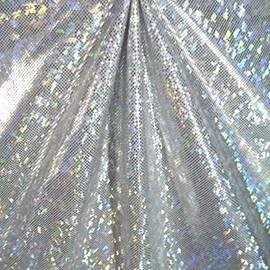 SyFabrics Shattered Glass Hologram Spandex by The Yard (Silver/White)