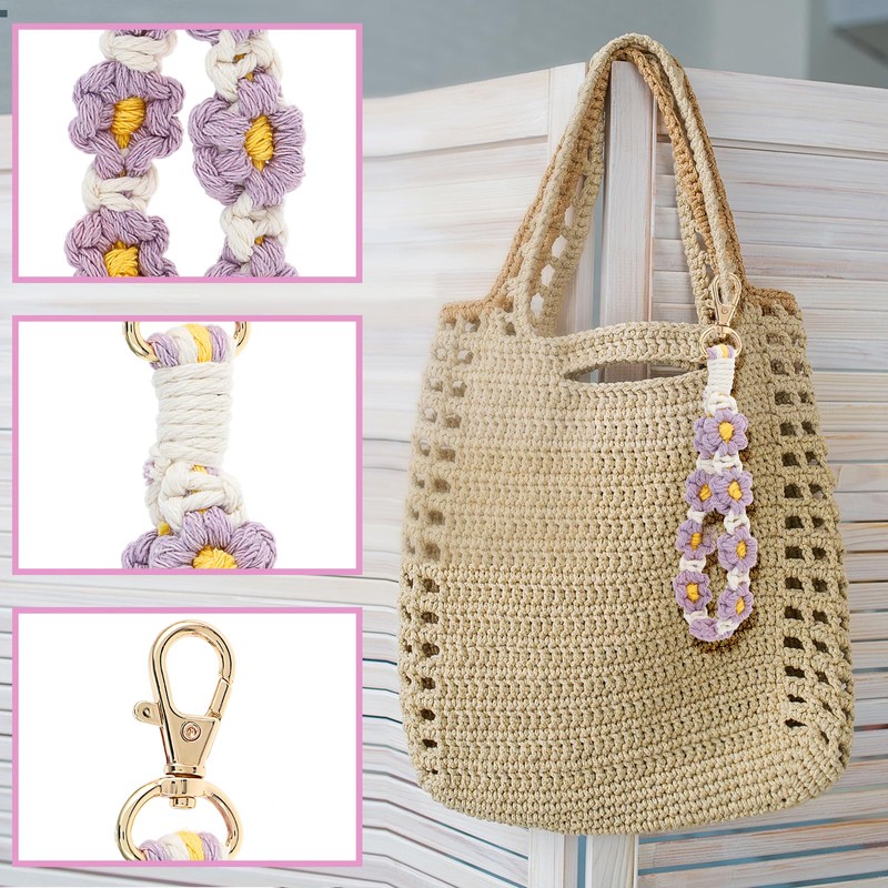 DIVINA VITAE Macrame Keychain Handmade Wrist Keychain for Women Cute